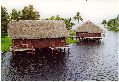 Eine Bungalowanlage auf dem Wasser. Auch hier kann man als Tourist wohnen.